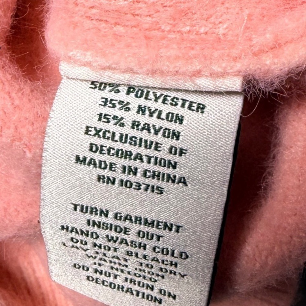 Nanette‎ Lepore Womens Pink Floral Embellished Fuzzy Crewneck Coquette SIZE S - Picture 6 of 6